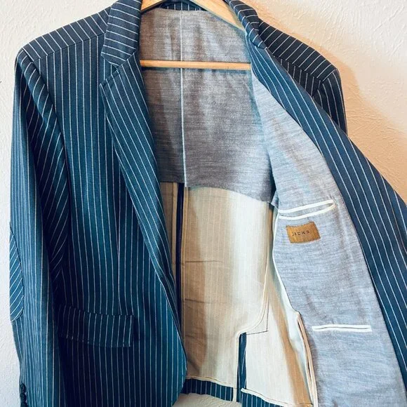JACHS Two-Button Half-Lined Pinstripe Sportscoat
